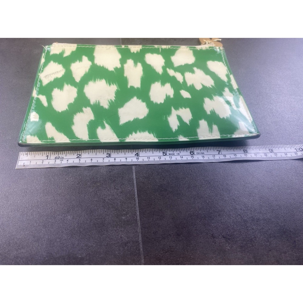 Kate Spade Green & White Painterly Cheetah Pencil Pouch/Makeup‎ bag - Picture 8 of 8